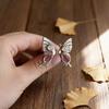 Vintage Silver Color Flower Butterfly Rings for Women Trendy Round Inlaid with Red Stone Adjustable Party Rings Jewelry