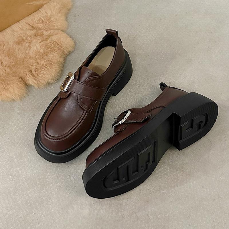 High-end Small Leather Shoes Women's New Spring Platform Loafers Lightweight Mary Jane Single Shoes