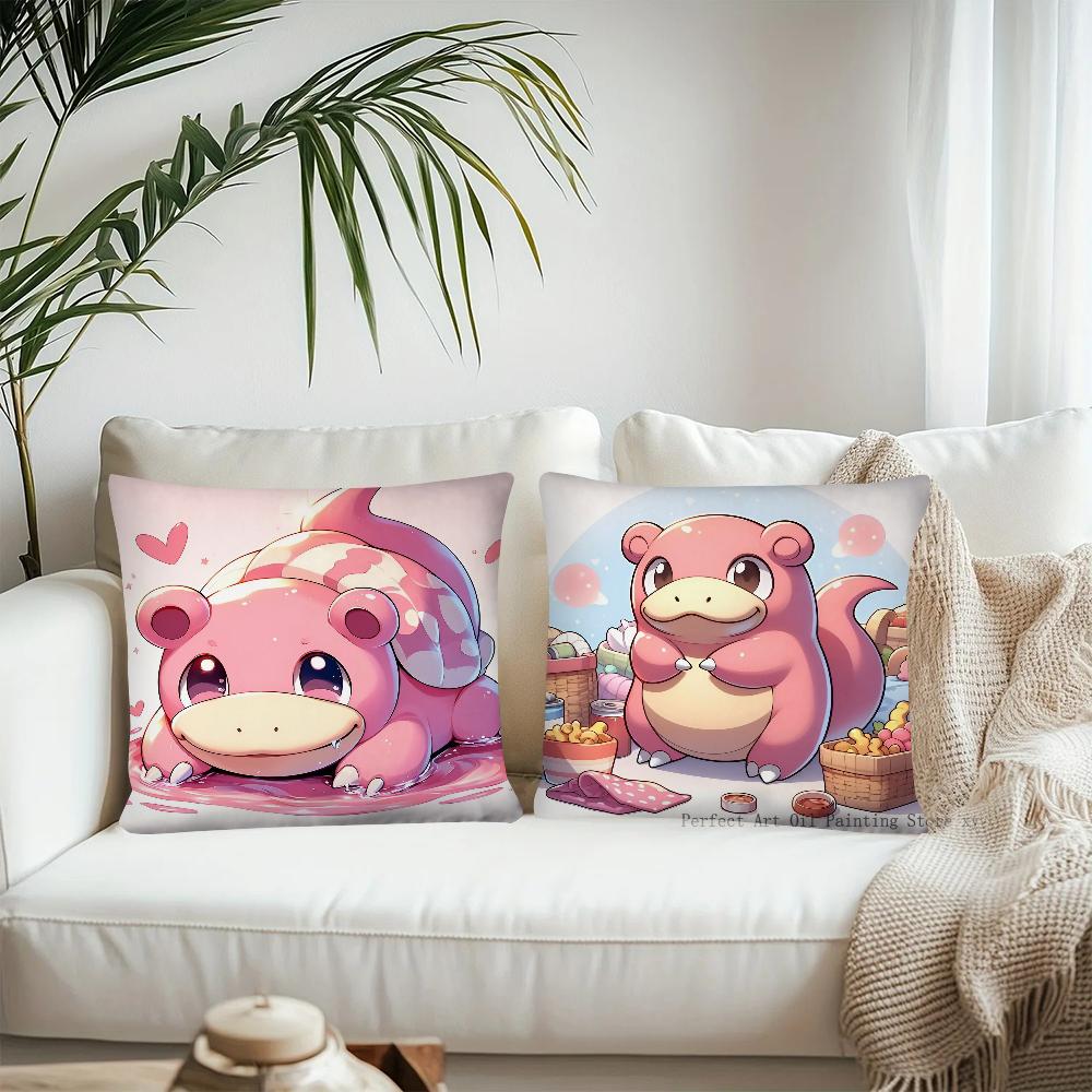 MINISO Pokemon Slowpoke Cute Pillow Case Fashion Square Pillowcase Bedroom Sofa Room Ins Decoration Leisure Cushion Cover