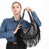 Locomotive Women's Bag European and American Retro Personalized Fringed Bag 2025 New Fashion Trend Women's Simple Shoulder Handbag