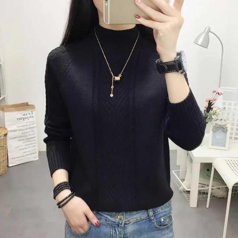 Kaschmirpullover, modisch, Herbst und Winter, warme Wolle, weich, langärmelig, Pullover für Damen, dick, locker, elastisch, Rollkragenpullover, Strickoberteil