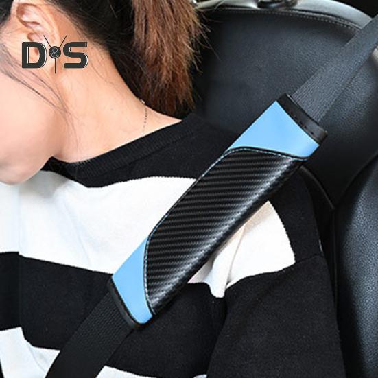 2Pcs Car Seat Belt Cover Carbon Fiber Safety Belt Shoulder Guards Breathable Safety Harness Pad for Protecting Neck Shoulder