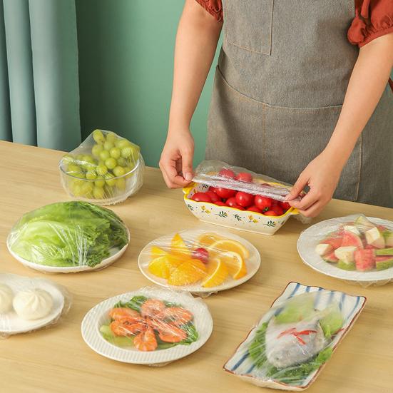 100 Stück Schüsselhüllen aus Plastikfolie, wiederverwendbar, elastisch, zur Aufbewahrung von Lebensmitteln, durchscheinende Farben, dehnbare Aufbewahrungshüllen für Lebensmittelschüsseln für Picknicks in der Küche