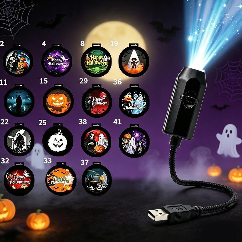 USB Operated Portable Projector Light Christmas Halloween Patterns for Bedroom Home Holiday Decoration
