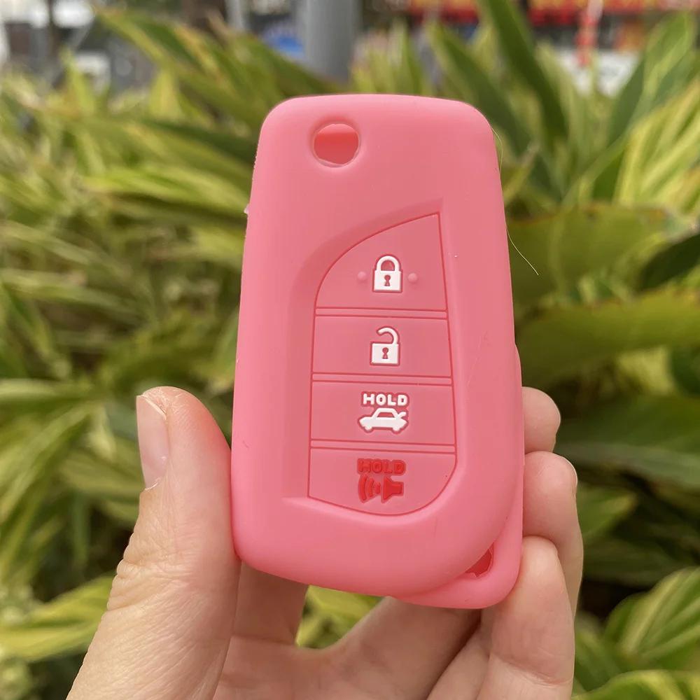 2 3 4 Button Silicone Car Key Case Cover Protect Shell Skin For Toyota Corolla Rav4 C-Hr Yaris Aygo Avensis Scion Vitz Flip Key