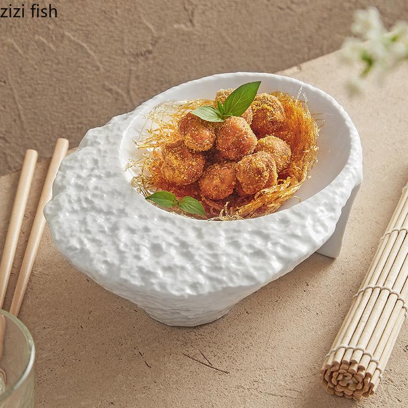 Rock-grained Ceramic Soup Bowl Dinner Plate Fruit Plate Salad Bowls Cold Dish Dish Noodle Bowl Dessert Bowls Sashimi Disc Tray