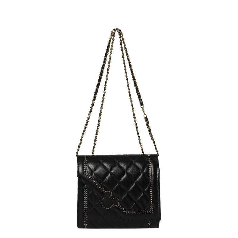 Шикарная весенняя мода 2024 Милая голова медведя Пряжка-замок Вышитая маленькая сумка через плечо Черная, белая или розовая чёрный