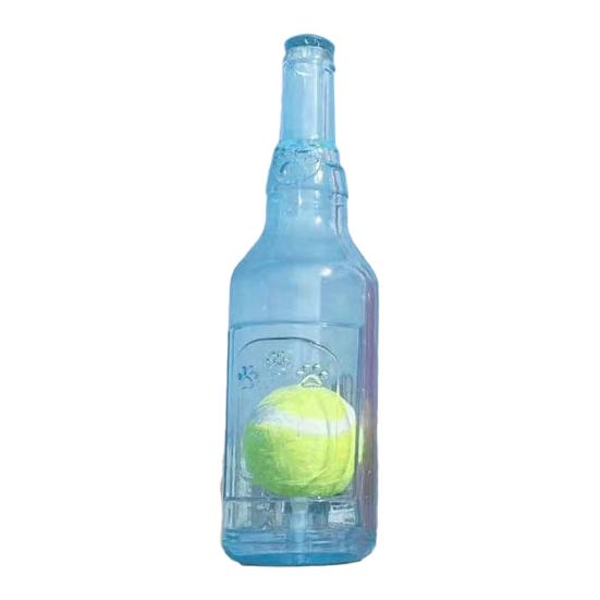 Bottle Dog ??Chew Toy Rubber Bottle with Tennis Ball Squeaky Dog Teeth Cleaning Toy Interactive Floating Toy for Small Medium Dogs Outdoor Pool Play