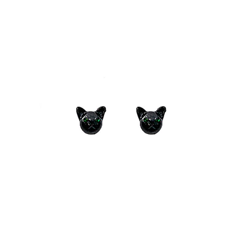 Boucles d'oreilles puces chat mignonnes et petites, Boucles d'oreilles simples quotidiennes douces et cool avec diamants et Boucles d'oreilles au design de niche