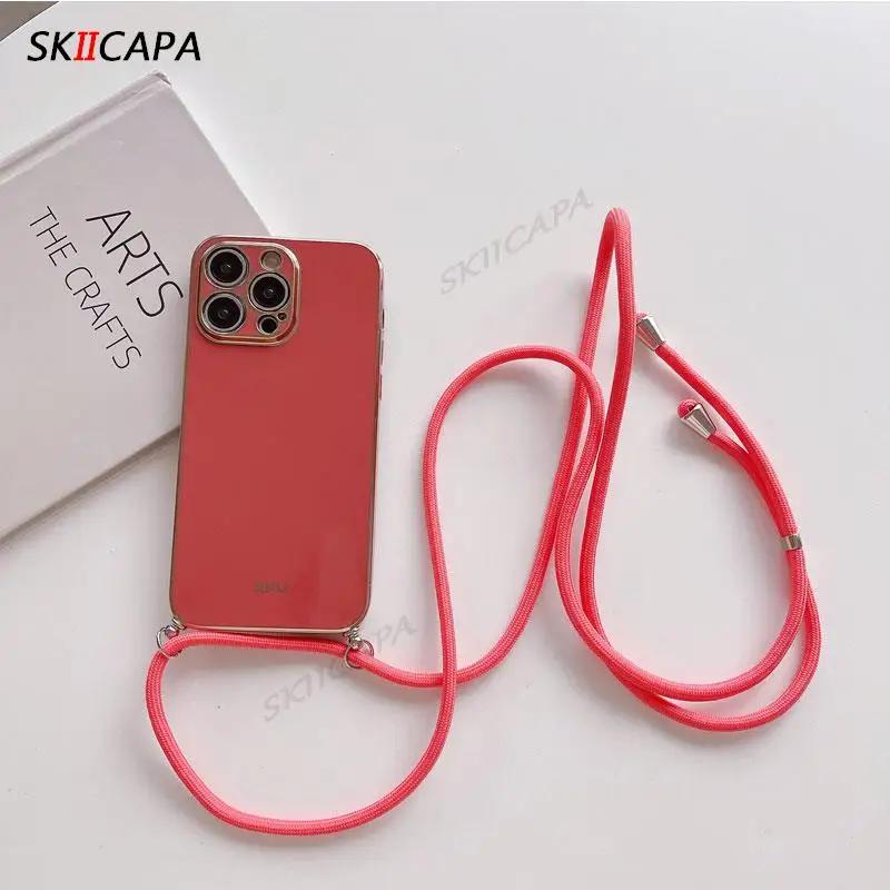 

Для Xiaomi 15T Ремінець-ланцюжок через плече Чохол для телефону з покриттям для Xiaomi Mi 15 T 15T 17 Pro Max Гальванізований силіконовий чохол for xiaomi 15T pro