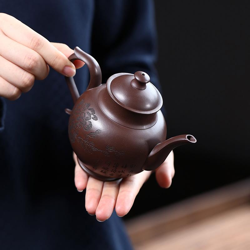 240ml Chinese Yixing Purple Clay Teapot Creative Handmade Flower Pattern Zisha Tea Pot Beauty Tea Infuser Kettle Tea Set Teaware