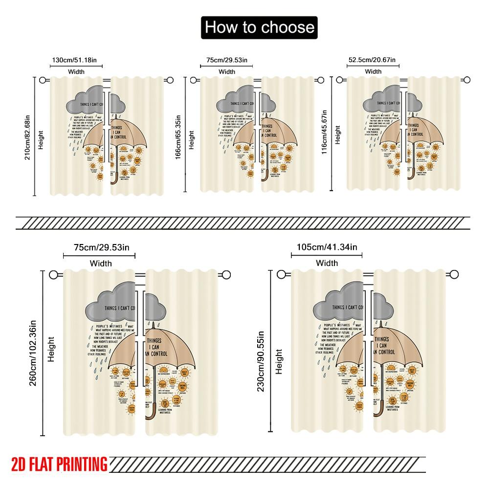 2 Stück 2D Flachdruck Vorhänge Dinge, die ich kontrollieren kann Aus Fehlern lernen Polyester Ohne Strom Partydekorationen für Raum