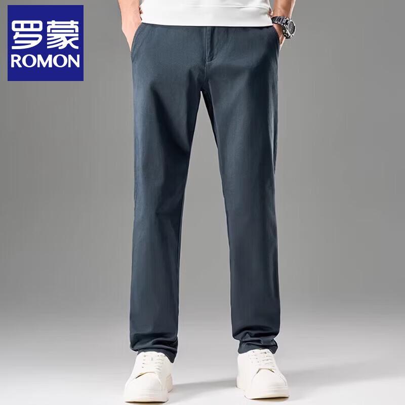 Romon Men s Mid-Waist Business Casual Straight-Leg Trousers 32