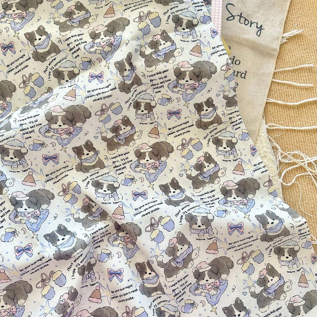 100% Cotton Digital Print Fabric: Korean Style Cartoon Animal & Floral Design for Women's, Children's Clothing & Homewear DIY