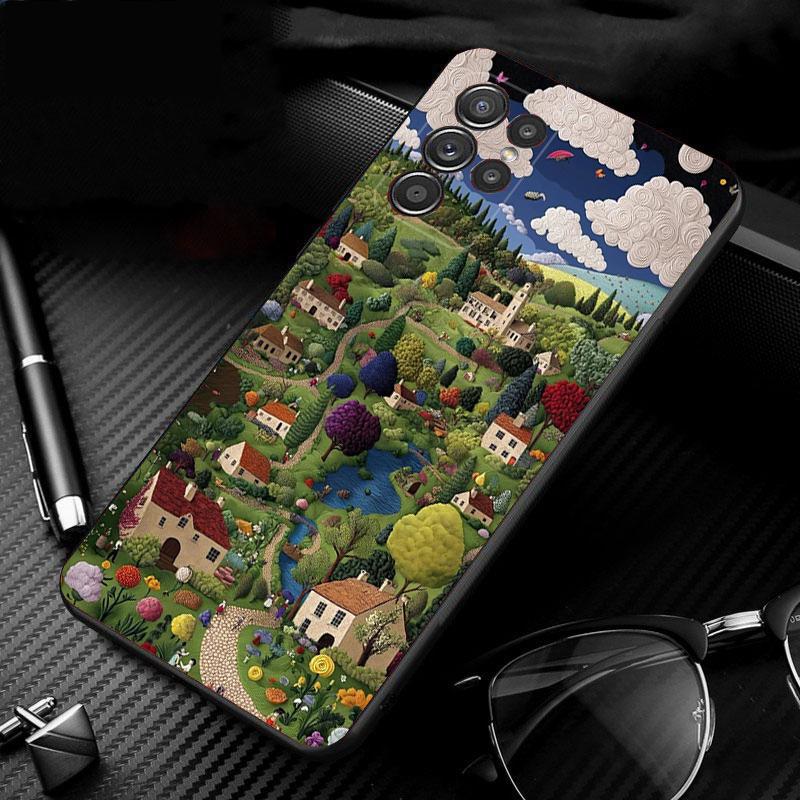 

Phone Case For Samsung Galaxy S26 S25 S24 S23 S22 Ultra S23 S22 S25 Plus S24 FE S26Edge Cozy Crochet Winter Village Art S23