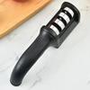 Kitchen Knife Sharpener 3 Stages Type Quick Sharpening Tool Multi-Functional Black  Knives Sharpening Stone With Non-slip Base