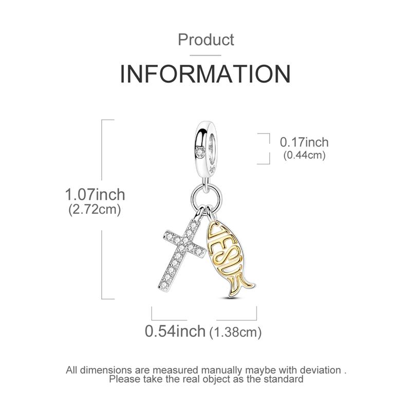 Charms Plata Creative Crucifix And Fish Pendants Beads Fit Original Bracelets Charms For Women Jewelry Diy Making Gifts