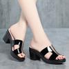 Summer Slipper Female Block Heel Platform Sandals Ladies Slides Women 2025 New High Heels Office Women's  Shoes Sandals