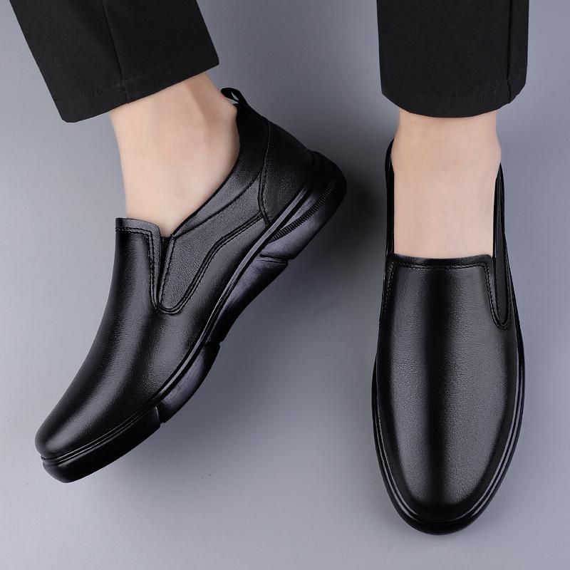 Fashion Handmade Men's Business Shoes High Quality Mens All-match Loafers Genuine Leather Mens Slip on Walking Shoes Stylish Male Flats