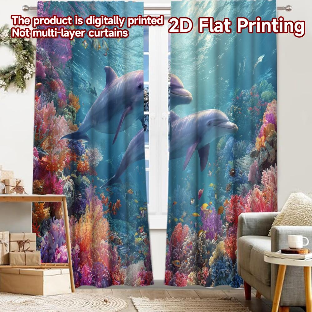 

2pcs, 2D FLAT PRINTING Curtains (Without Rod) Ocean Harmony(4) Digital printing on holiday curtains Yarn Curtains Decorations 52.50 × 116.00 cm 2 pcs