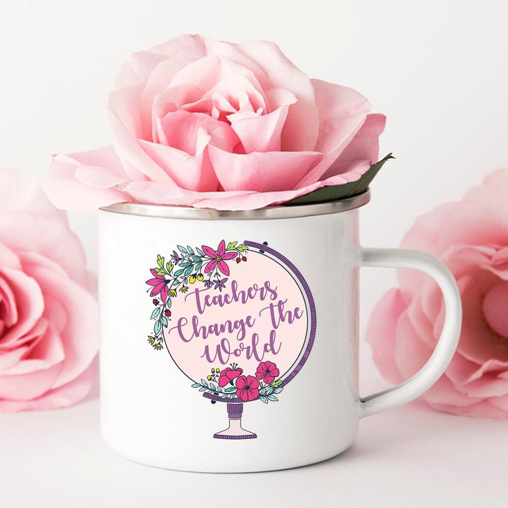 Camping Mug Coffee Teacher Change The World Print Mugs Personalized Gift Original Breakfast Cups to Sublimate Stainless Cup Beer