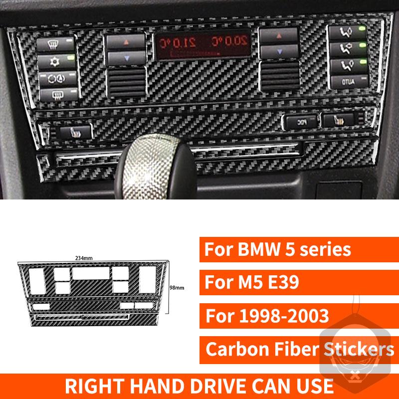 For BMW 5 Series M5 E39 1998-2003 Real Carbon Fiber Sticker Radio AC CD Shift Door Lift Panel Car Accessories Ide Decorative