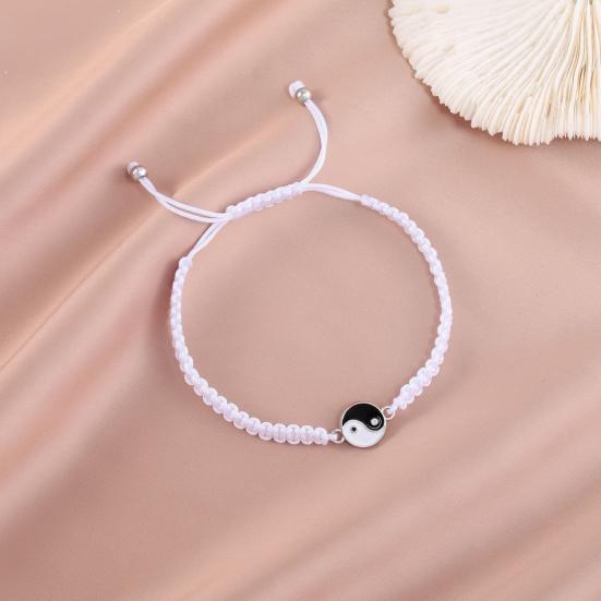 Couple Bracelet Handmade Braided Adjustable Round Beads Alloy Tai Chi Yin Yang Men Women Rope String Fashion Jewelry