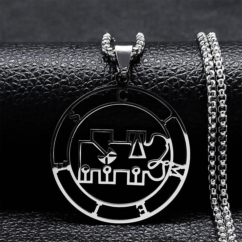 Astaroth Sigil Goetia Stainless Steel Necklace Solomon Demon Seal Satan Sigil satanique patch PIN Jewelry collier femme N7156S03