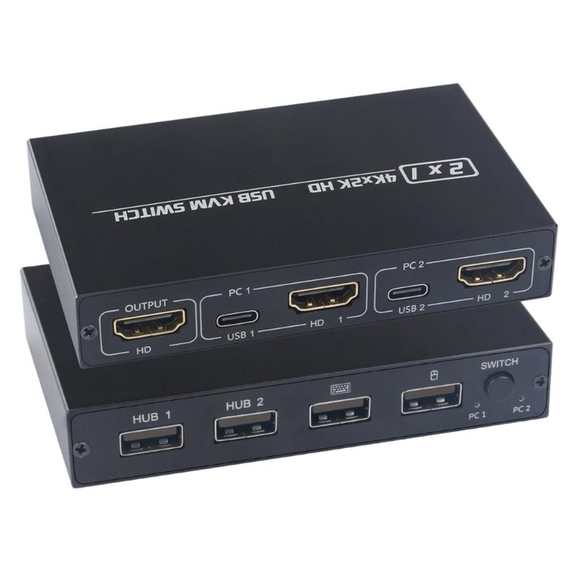HDTV USB KVM Switcher High Performances 4K 30Hz Video Source Seamlessly Switching Device Builts in Automatic Adjustment
