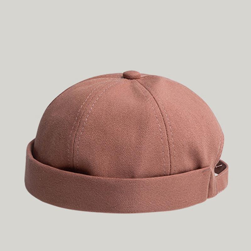 Hip-hop hats for men and women, breathable fashion cotton yuppie landlord solid color street beanless melon fur hat