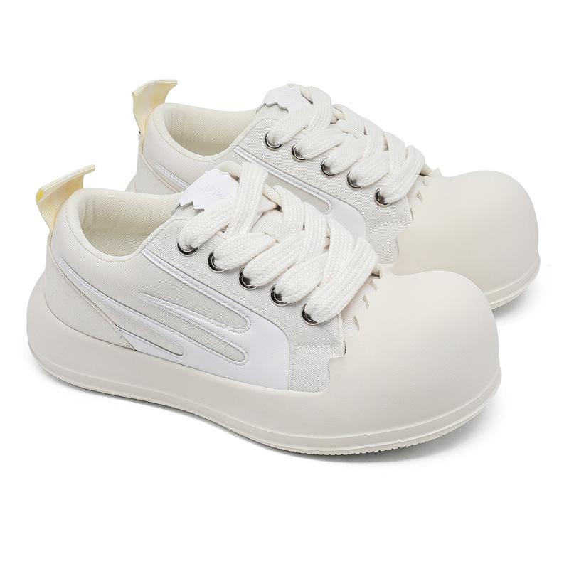 

58139 Открытая улыбка туфли-скорлупки нишевая пара большая голова туфли толстая подошва увеличивающие рост хлебные туфли мужские ретро доска 44-Male code белый