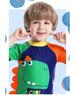 Boys' 2025 Dinosaur Print Swimsuit Set - Short-Sleeve Three-Piece Swimwear