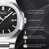 CHENXI Solid Stainless Steel Strap Quartz Watch Men Octagonal Alloy Case Striped Dial Business Men's Wristwatches with Calendar
