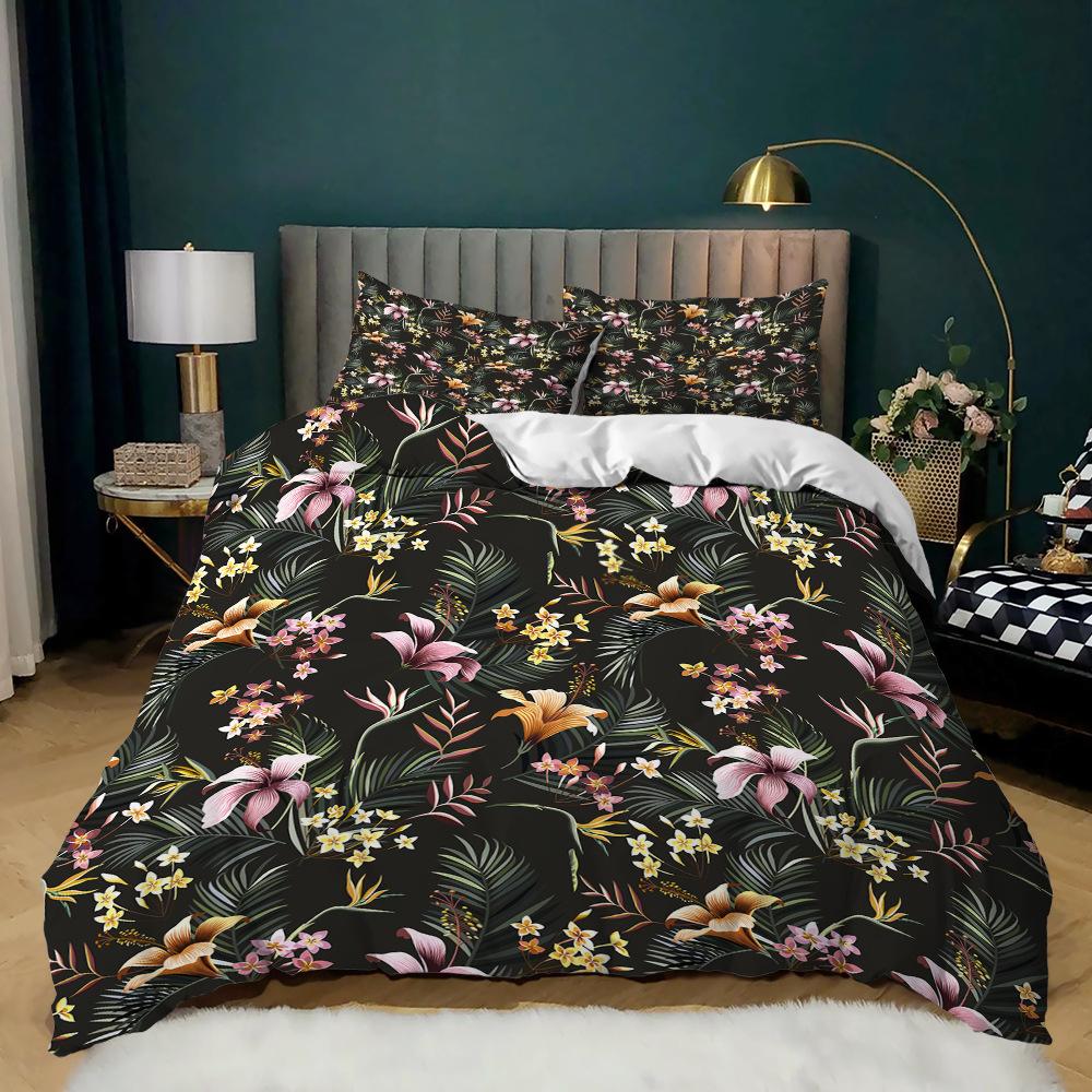 Comforter Small Fresh Microfiber Fresh Garden Style Colorful Flowers Bedding Set For Kids Girl Women Twin Double King Size
