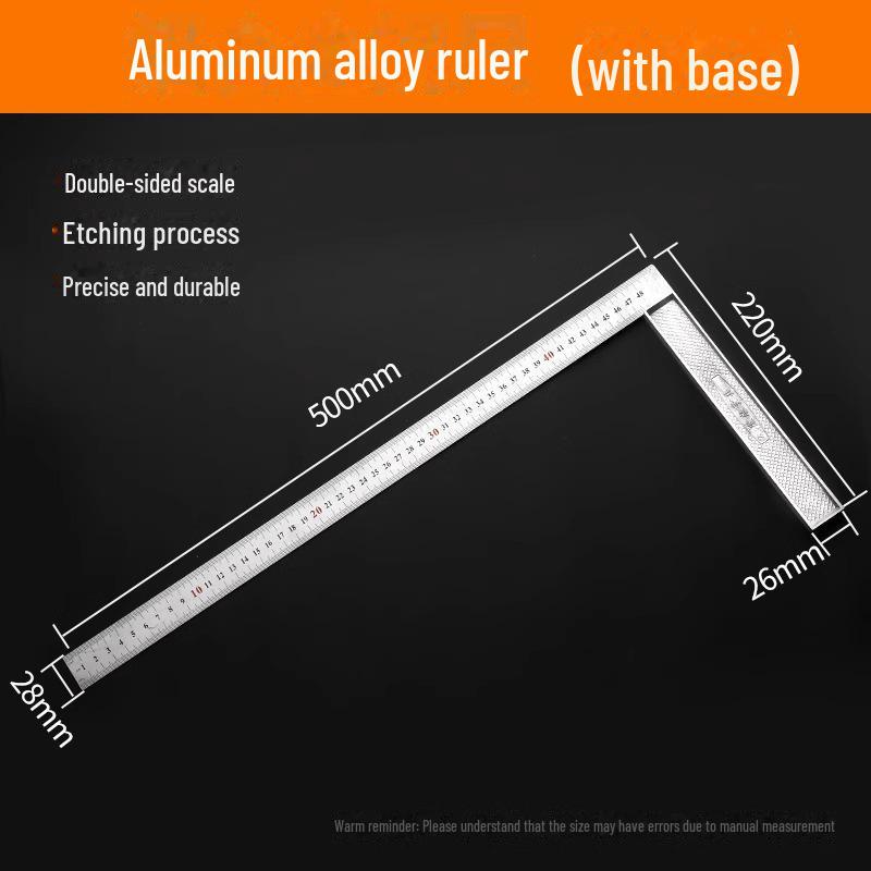 90° Aluminiumlegierung Edelstahl Winkelmesser - L-Form, Verdickt 300mm für Holzbearbeitung