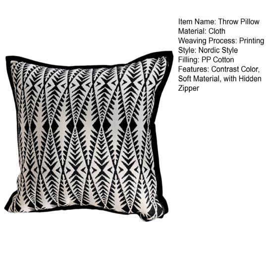 Throw Pillowcase with Hidden Zipper PP Cotton Filling Contrast Color Office Couch