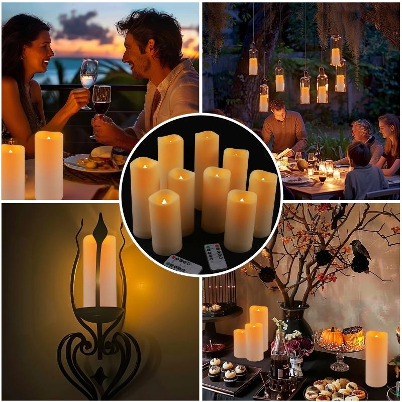 Outdoor Waterproof Flameless Candles Battery Operated LED Pillar Candle with Remote Timer for Home Wedding Holiday Decor