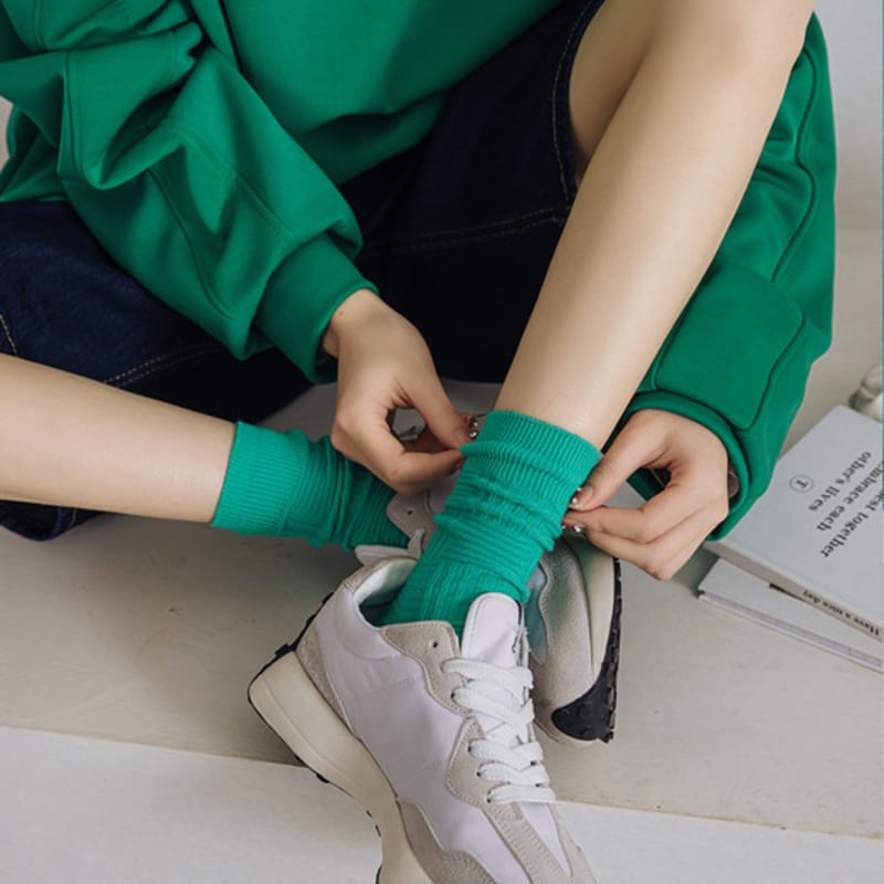 

ANGEL SOCKS 1277 Brick Pattern Cotton Socks 04 Blue Green