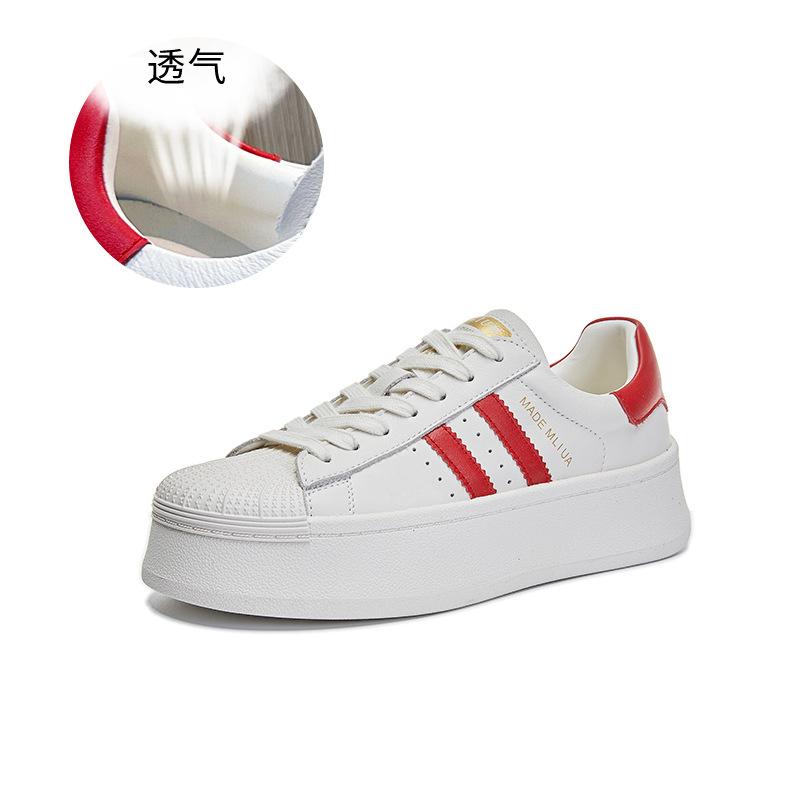 The first layer of cowhide white shoes for women's 2025 spring new shell head versatile board shoes casual height-increasing shoes versatile women's s