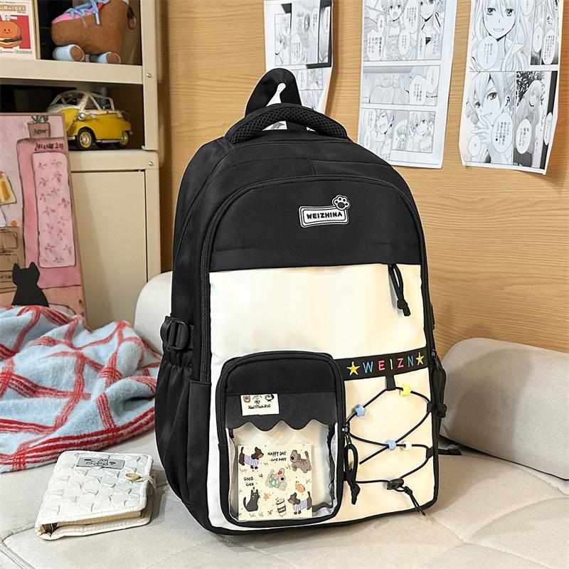 Zaino Scolastico per Studenti con Cuciture a Contrasto Zaino Leggero da Donna