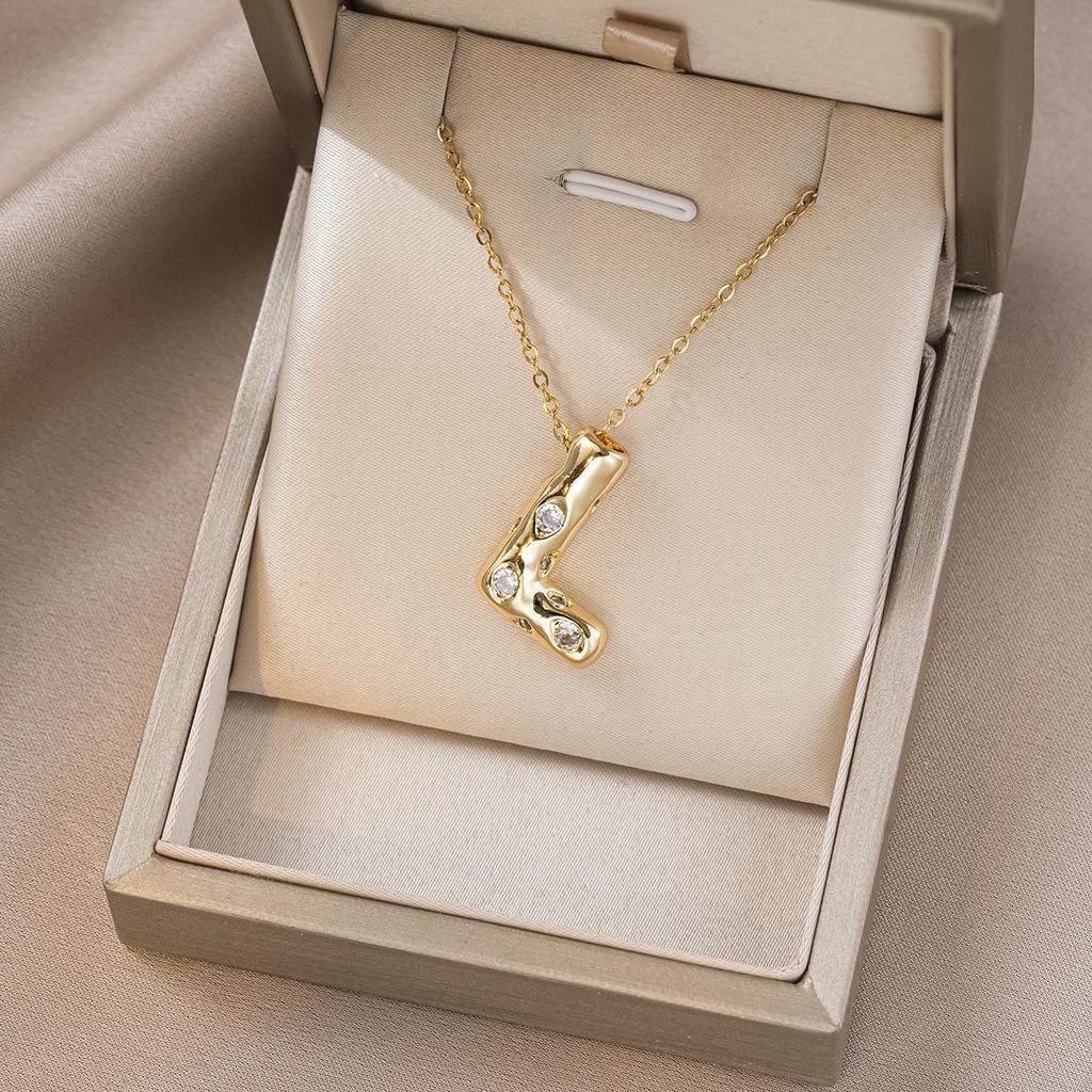 Women's Colorful English Alphabet Necklace - Simple & Trendy Design in Titanium Steel