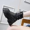 Fashion Green Punk Chunky Platform Motorcycle Boots Women Autumn Winter Gothic Shoes Woman Thick Bottom Lace Up Ankle Botas Mujer