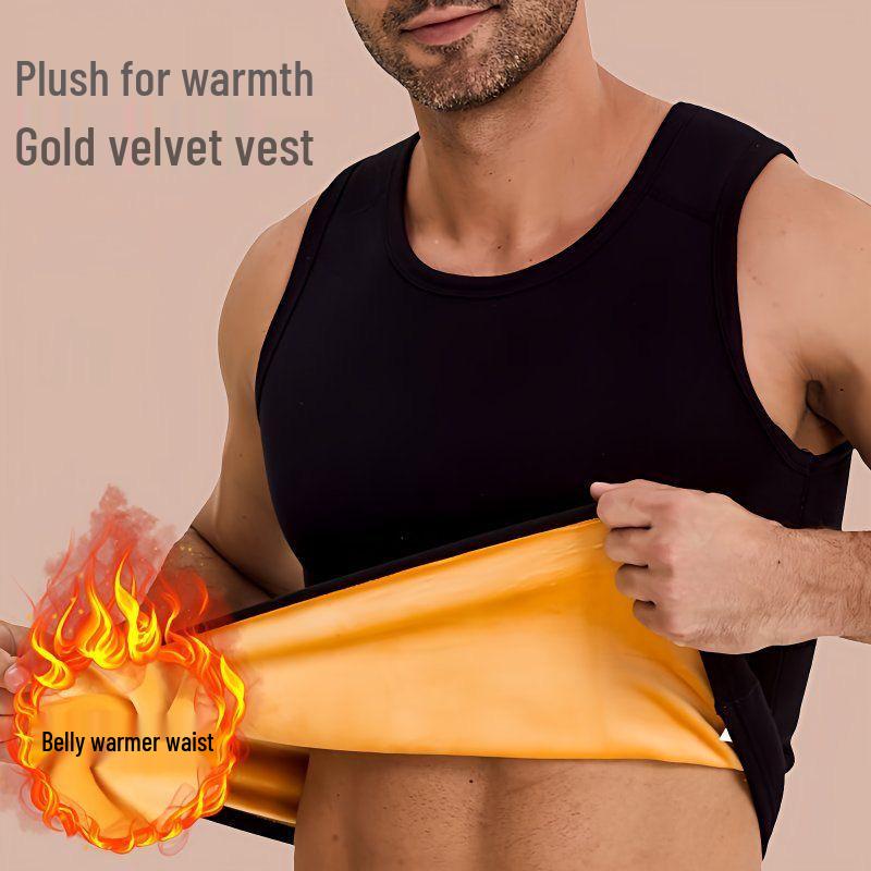 Men's Golden Velvet Warm Sleeveless Vest - Plush Base Layer