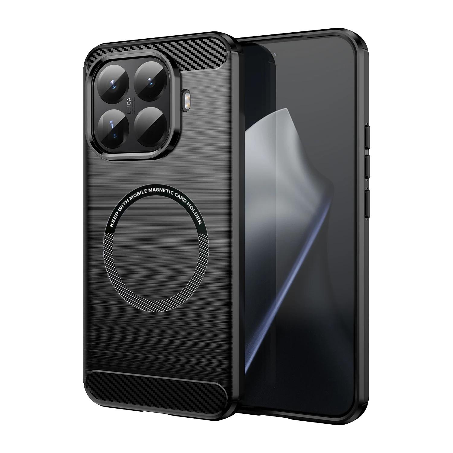 

Business Carbon Fiber Silicone Shockproof Magnetic Case For Xiaomi 15T Pro 14T/13T Pro 15 Ultra TPU Protect Soft Cover For Xiaomi 14T Pro