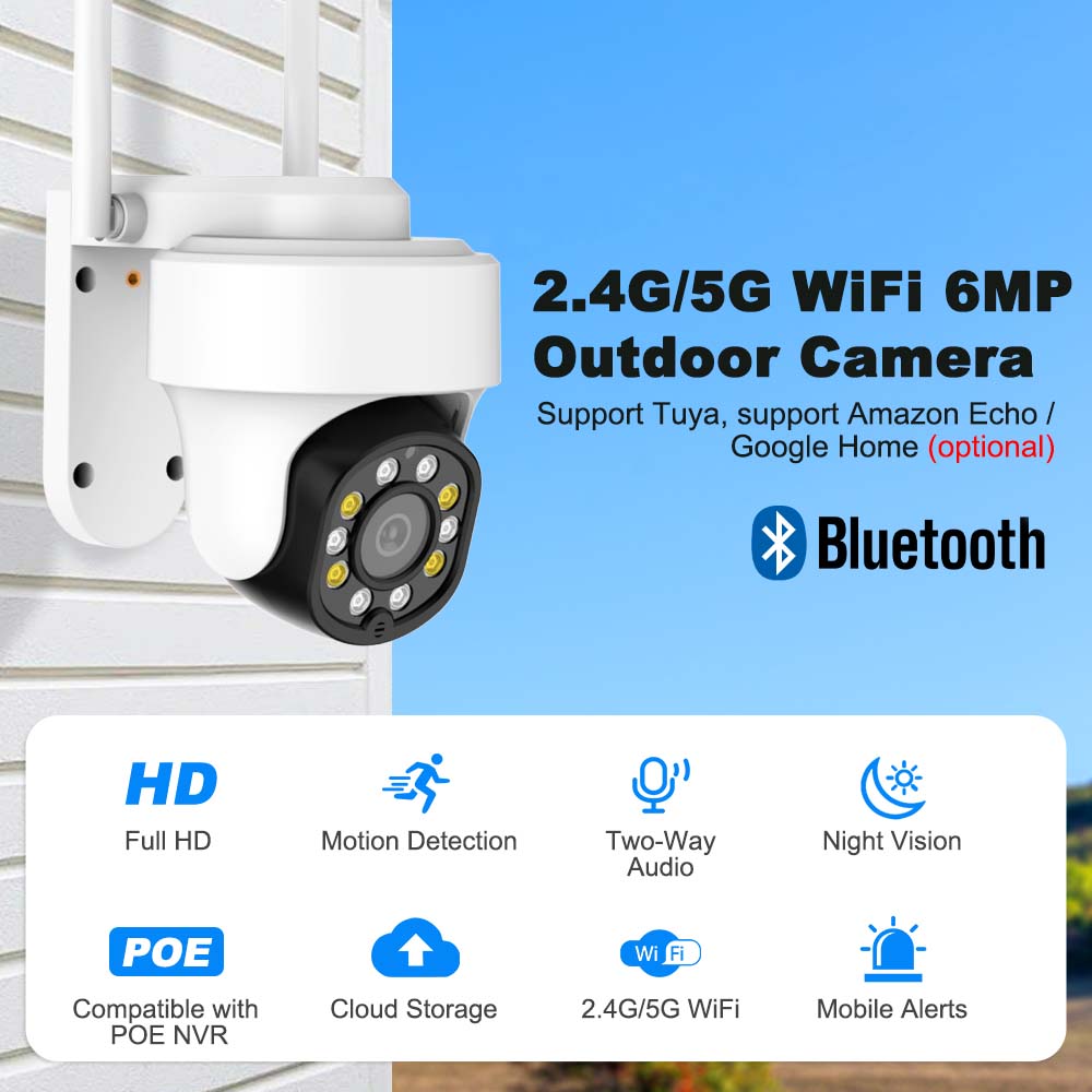 6MP Tuya Wifi Outdoor Wifi Surveillance Camera Smart Home