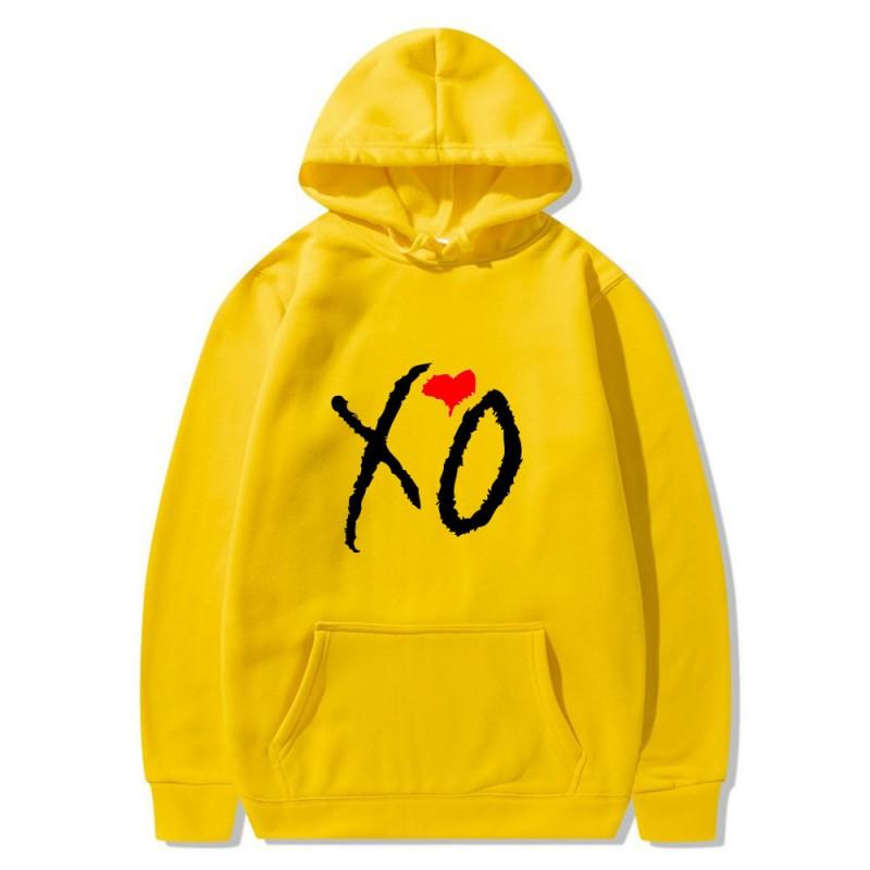 Mens Oversized Hooded Sweatshirt With XO Letter Print Loose Fit Streetwear Casual Top