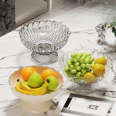 New Light Luxury Fruit Tray Home Coffee Table High-value Drain Thickened Water Drop Pattern High-foot Fruit Tray Candy Tray