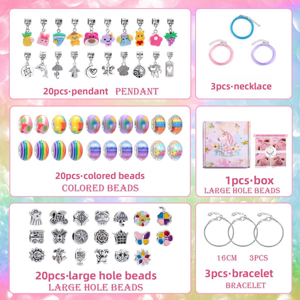 Cartoon Pink Set DIY Handmade Jewelry Children's Bracelet Women's Exquisite Gift Box Bracelet