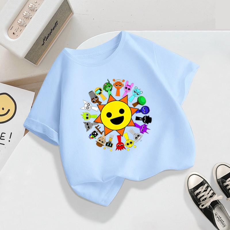 Summer Kids T Shirt Anime Sprunki Graphic Shirt Boys Girls Horror Games Tops Short Sleeve Wild Tee Cartoon Sprunki T-shirts