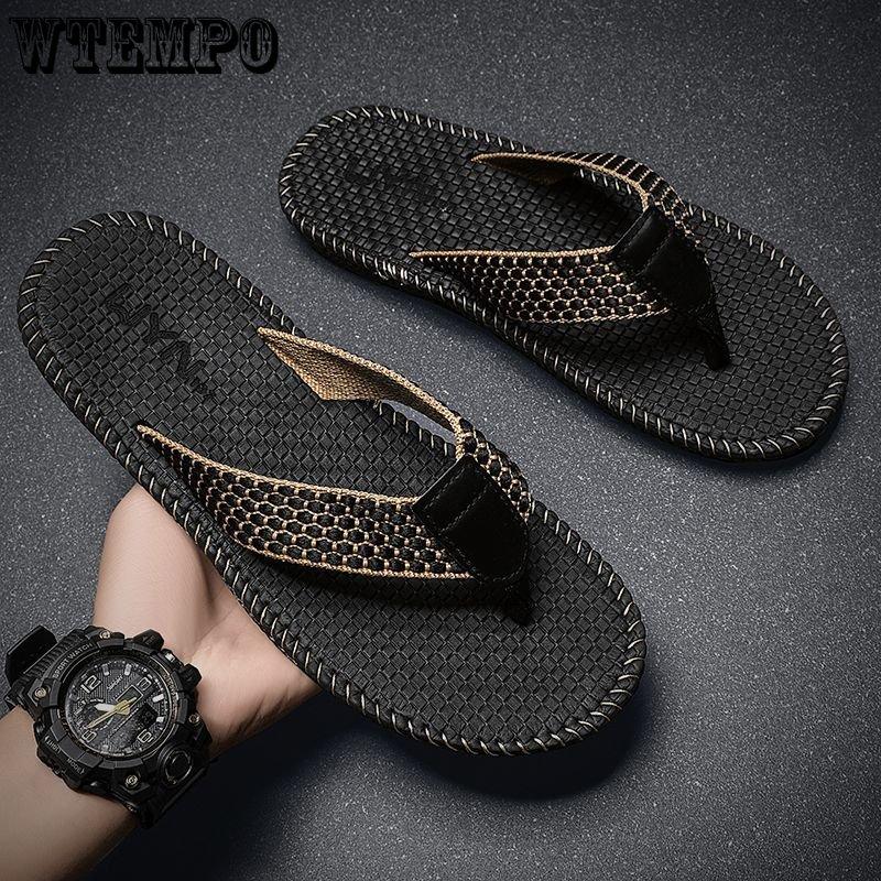WTEMPO Sommer Herren Flip-Flops Persönlichkeit Leichte Outdoor Weiche Sohlen Rutschen Rutschfeste Indoor Slipper Strandschuhe